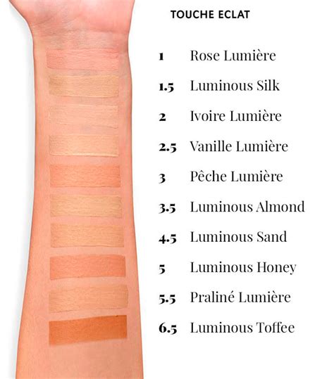 ysl touche eclat beautypedia|YSL touche eclat colour chart.